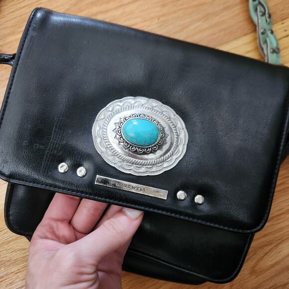 Custom Vintage Nine West Handbag Upcycled With Native American Aqua Stone - Picture 2 of 7